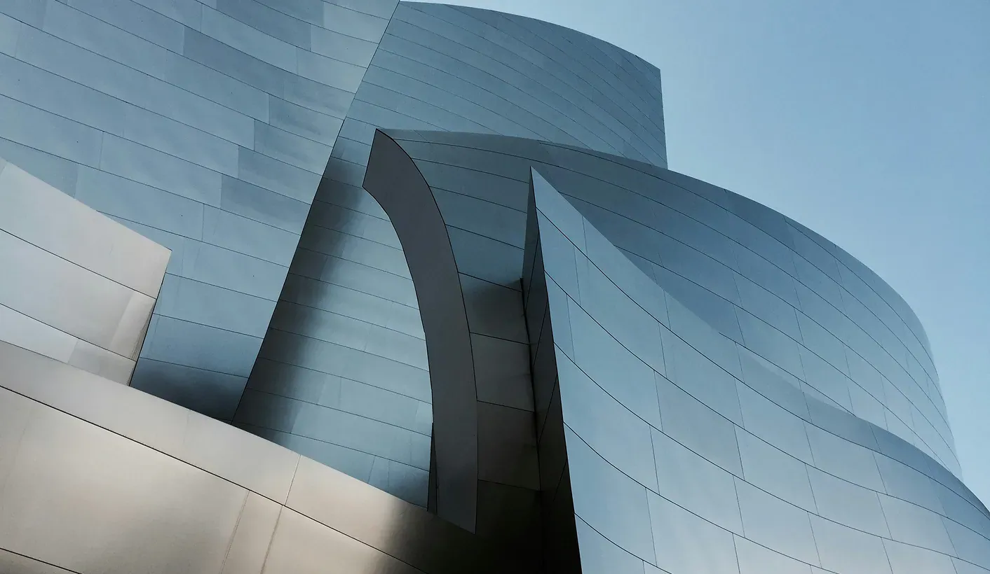 Modern curved metal façade of a contemporary building
